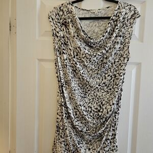 CAbi Black and White Abstract Tunic Top